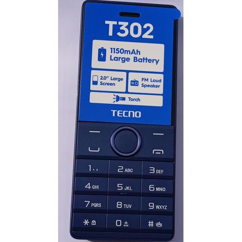 Tecno T302 Dual Sim With Camera & TorchLight Fm, Speaker - Blue